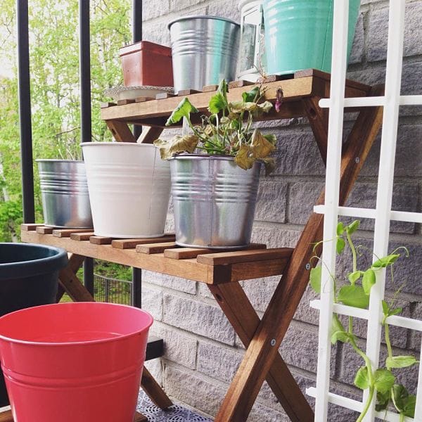 meuble Ikea bois jardin pots