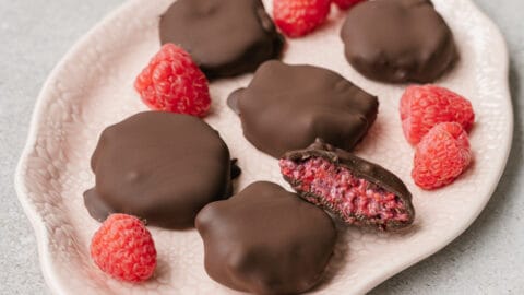 bouchées de framboises au chocolat