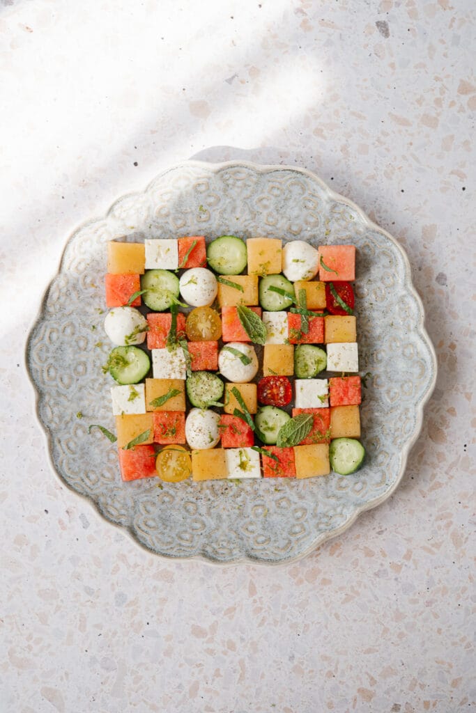 salade de melons style damier apéro festif et frais 